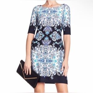 NWT Eliza J Navy Blue White Porcelain Paisley Floral Print Sheath Dress
Wedding
